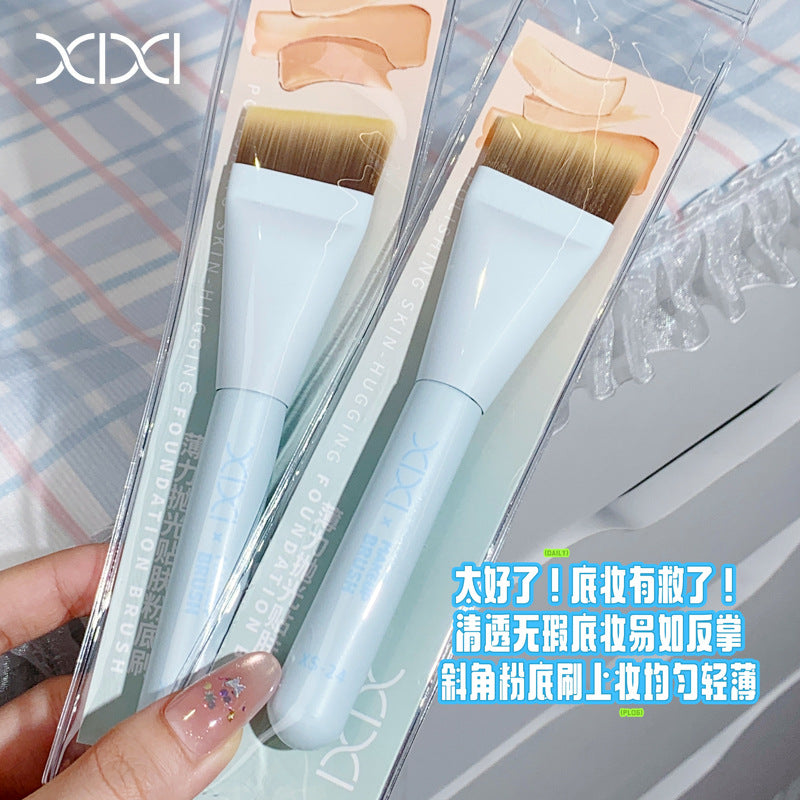 Xixi one-stroke foundation brush - ultra-thin flat angled head for seamless, flawless application - makeup brush beauty tool