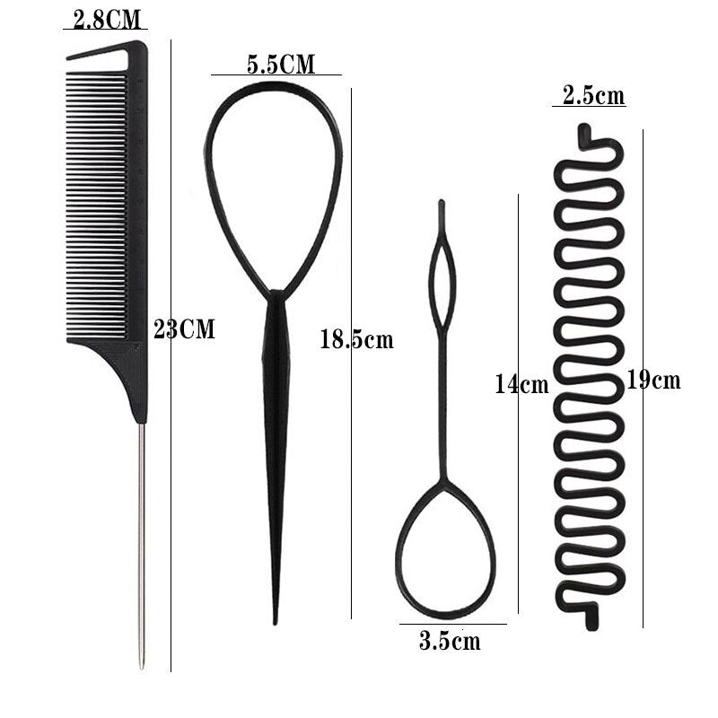 Hair braiding needle, hair braider, hair curler, 8-piece set, hair styling hair accessories, hairdressing tools, fishbone braid, steel needle comb