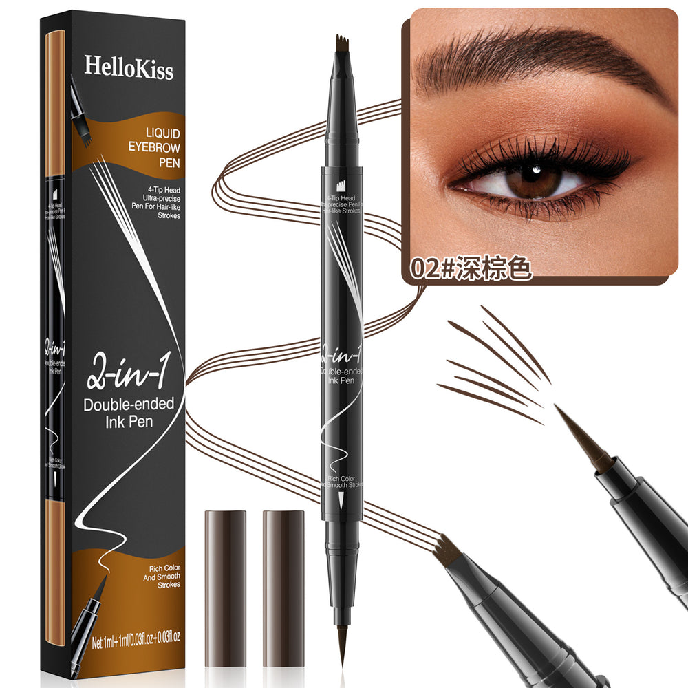 2-in-1 waterproof eyebrow pencil, quick-drying, multi-color, delicate and even, natural color, double-ended eyebrow pencil, no smudge