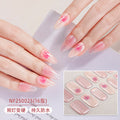 Zhengxiang cross-border gel manicure stickers cartoon cute waterproofgrids pattern flash japanese and korean uv half-baked nail stickers ins