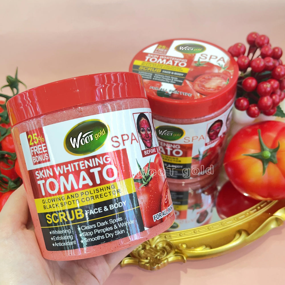 tomato scrub 500g - exfoliating body scrub for face and body, removes dead skin and keratin, bath salt - export quality
