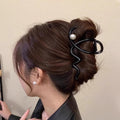 K-style cross wave pearl hairpin casualfashioneasiest for match back of head hair shark clip elegant gripper wholesale
