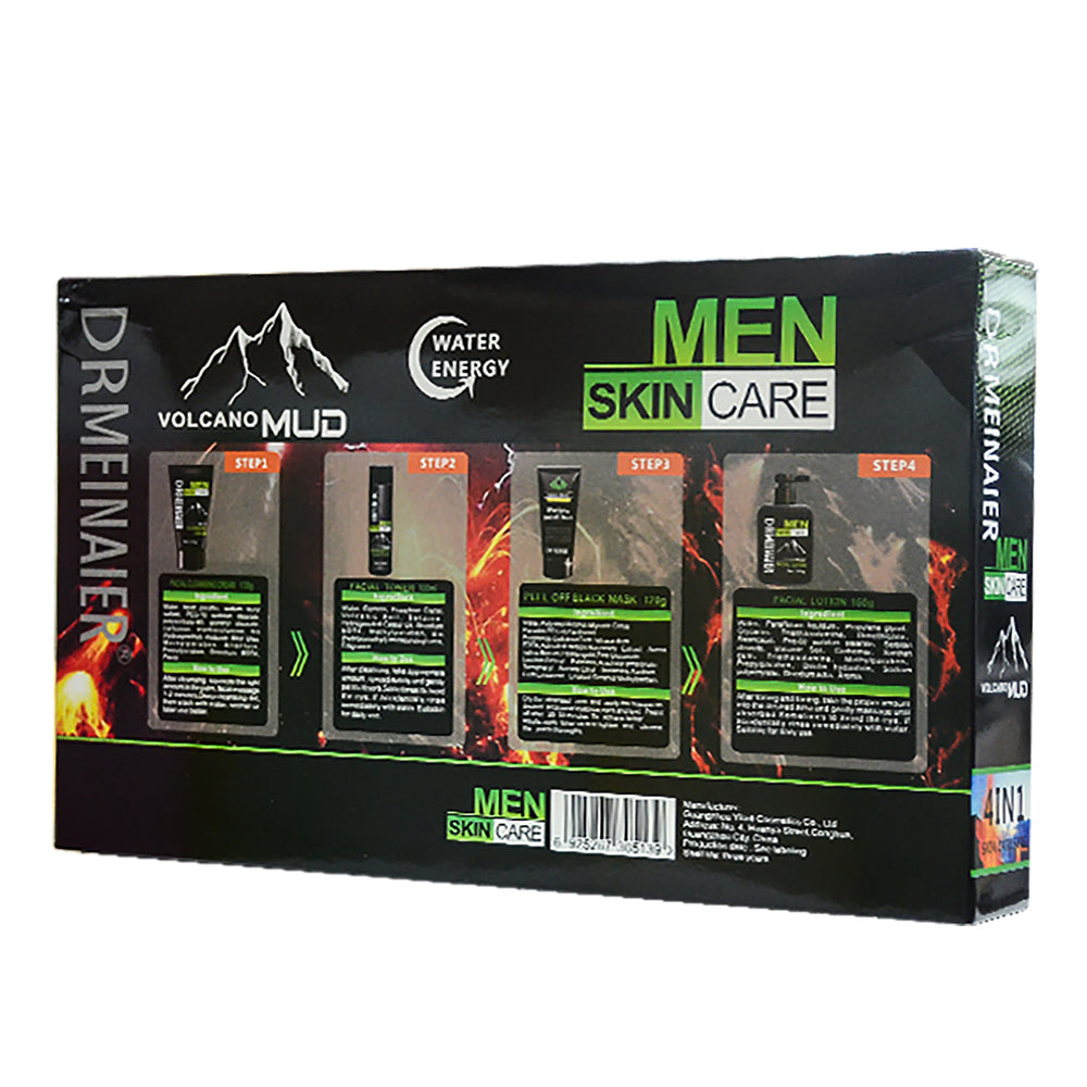 men's skincare set: cleansing, hydrating, moisturizing, and brightening 4-piece kit
