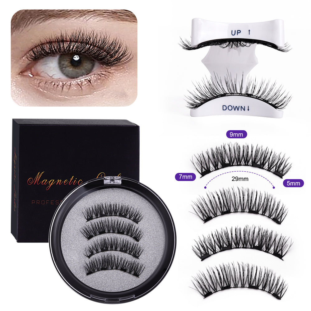 Magnetic false eyelashes - european & american style, four-clip set, glue-free, reusable, magnetic eyelashes