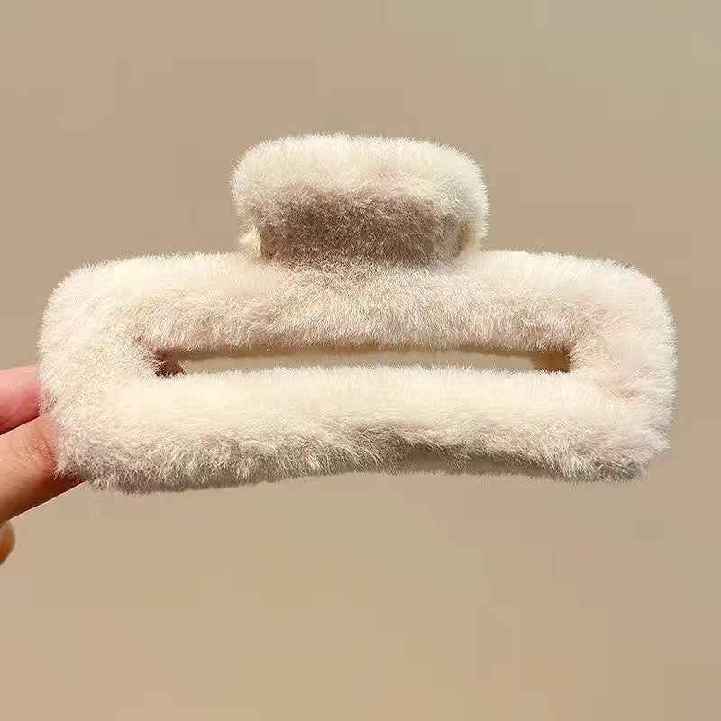 Fall and winterpure color fur gripper stuffed hairpin back of head hair gripper eleganceelegant shark clip cute hairpin headwear