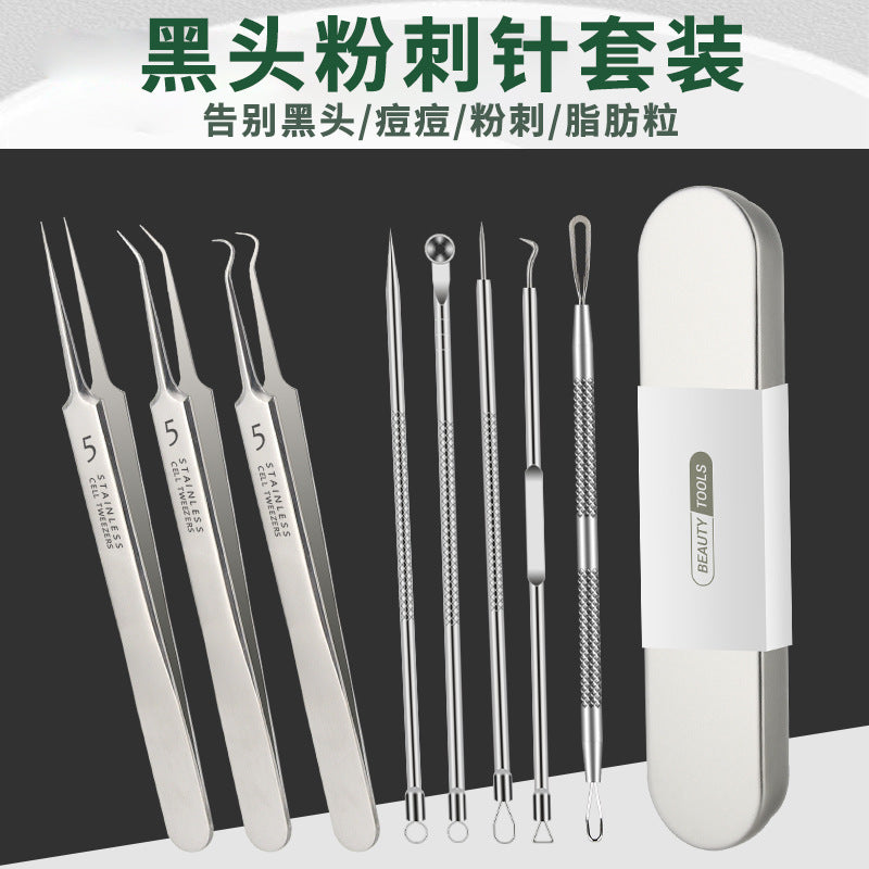 Blackhead remover kit with acne needle & tweezers - precision blackhead extractor & pimple popper tool