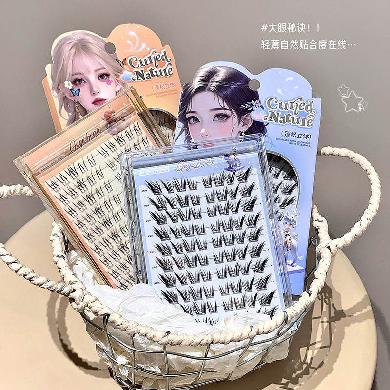 Gege bear korean style daily glue-free false eyelashes - lazy girl's segmented self-adhesive natural simulation eyelashes
