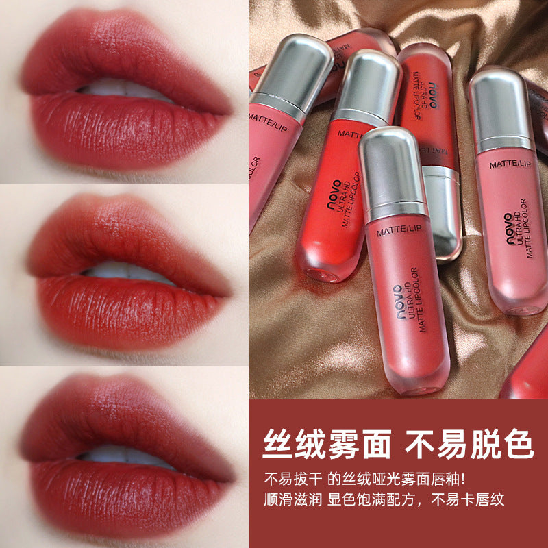 Novo creamy ice cream velvet lip glaze - matte, smudge-proof, and affordable lipstick for students