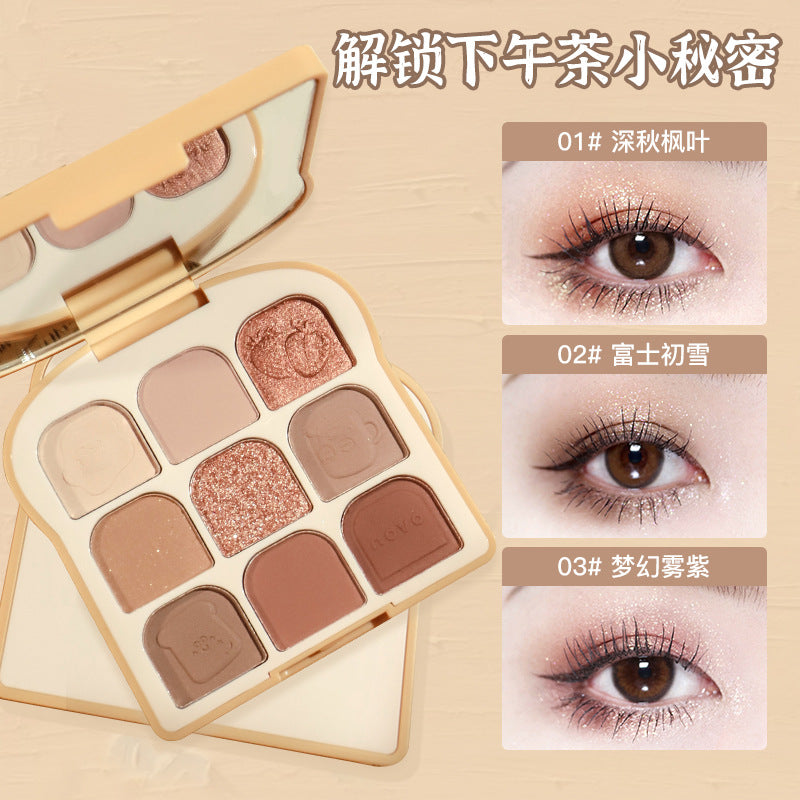 Novo sunny & soft toast eyeshadow palette - shimmer, matte, fine glitter, earth tones - student-friendly & affordable