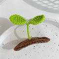 Wholesale mini grass bean sprout green leaf hair clips - knitted yarn 3d cute creative bangs funny hair clips bb clips for women