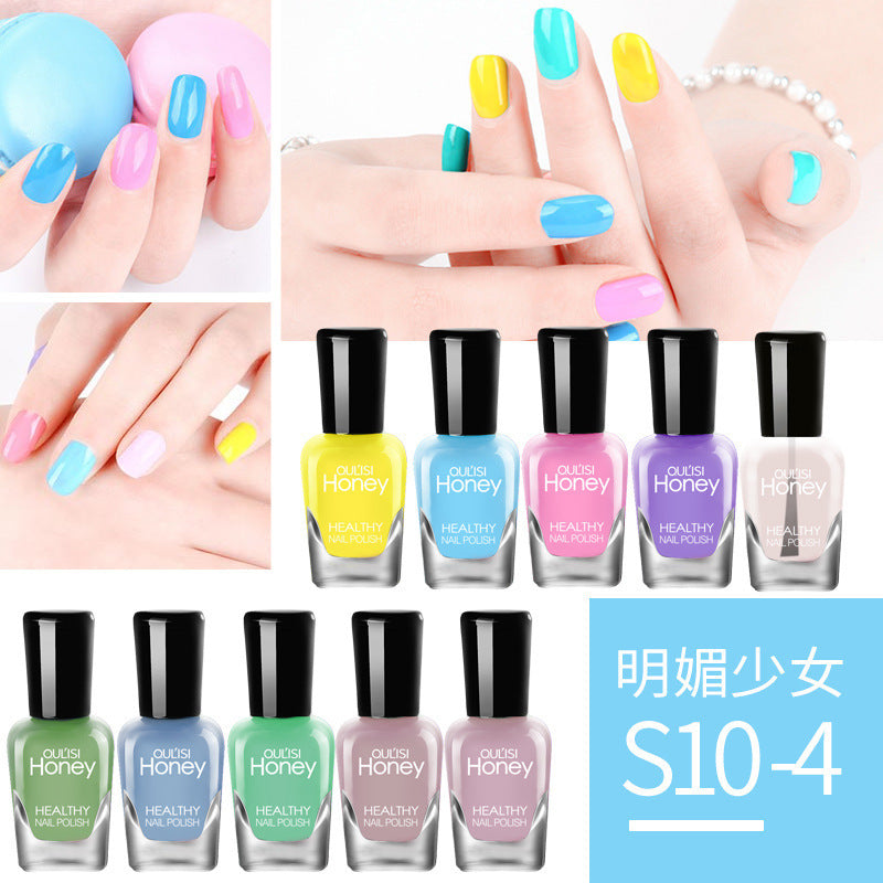 Set of nail polish, quick-drying, no-bake, peelable, water-based, beginner-friendly nail polish, 5ml*10 bottles, cross-border