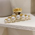 Metal pearl clip headband hair claw simple side clip retro back of head elegant claw clip women's fashion hair clip hairpin