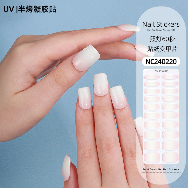 Zhengxiang custom gel nail art stickers french onion powder uv light hardening nail stickers semi-cured christmas wholesale