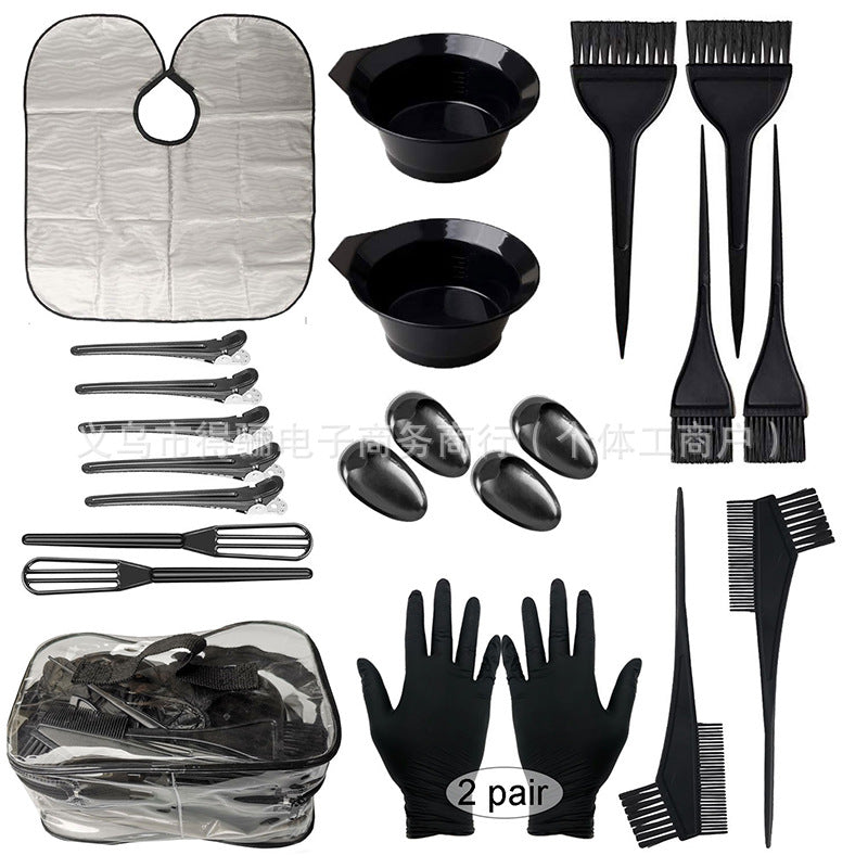 Amazon bestseller: 22-piece pvc hair dye kit - diy hair coloring bowl/brush/ear covers/gloves/hair dye comb