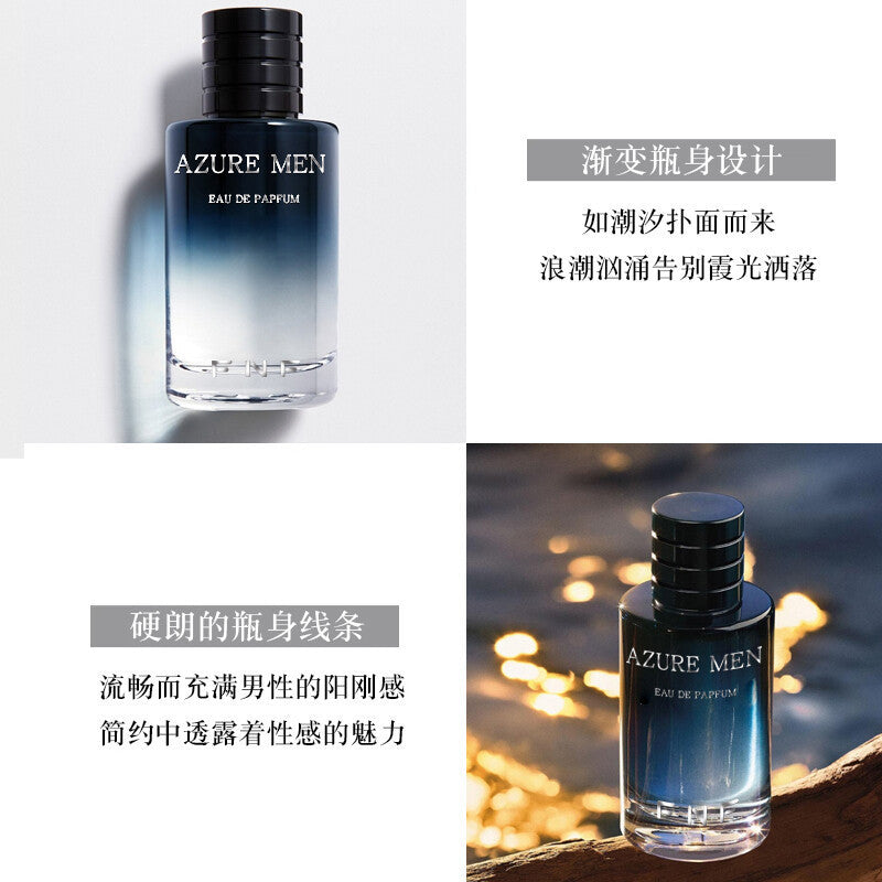 Intriguing men's collection perfume, azure men's fresh light fragrance, woody aromatic notes, long-lasting scent, 50ml