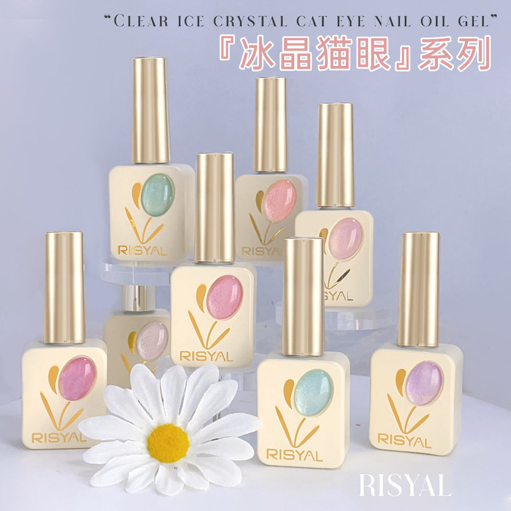 Risyal ice crystal cat eye gel polish 12ml - new nail art no-wipe color gel, side light & wide light, non-smudge, nail gel