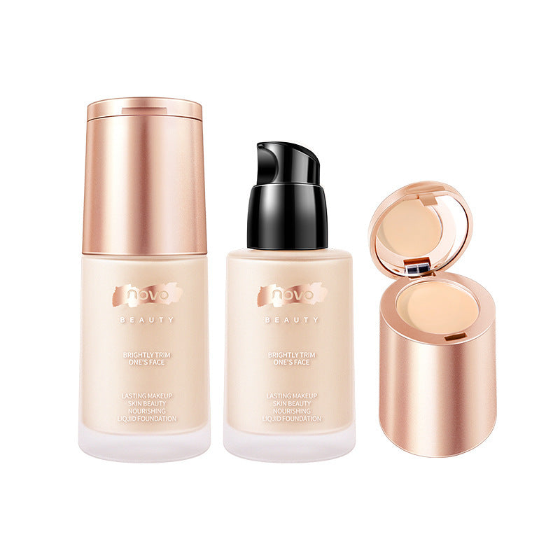 Novo creamy skin-nourishing concealer foundation set - hydrating, oil-control, waterproof, and long-lasting foundation
