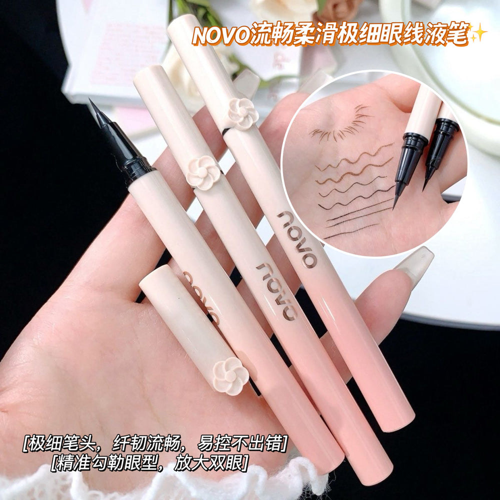 Novo smooth & fine eyeliner - waterproof, sweat-proof, smudge-proof - perfect for beginners, includes lower lash eyeliner