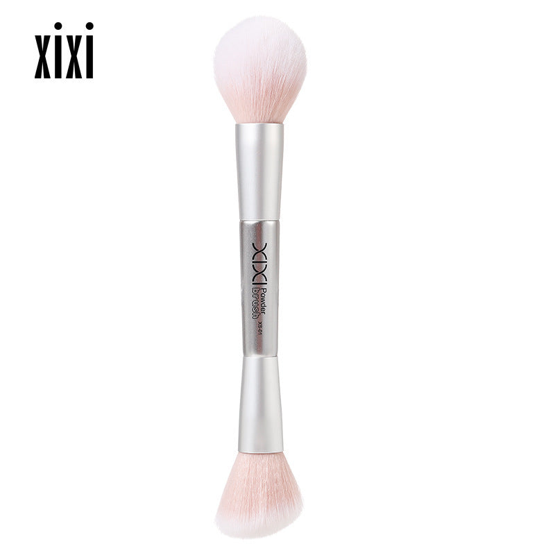 Xixi facial dual-ended makeup brush set - includes setting brush, powder brush, highlighter brush, contour brush, blush brush - mini portable makeup tools