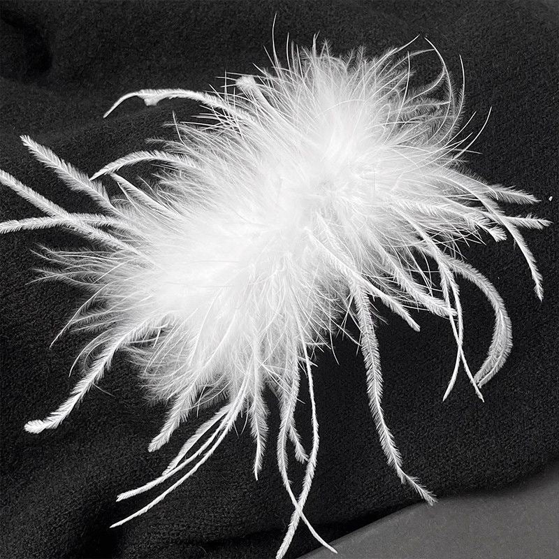 Pure desire ins style ostrich feather hairpin, back of the head, hair clip, headwear, shark clip, super fairy, high-end hair accessories