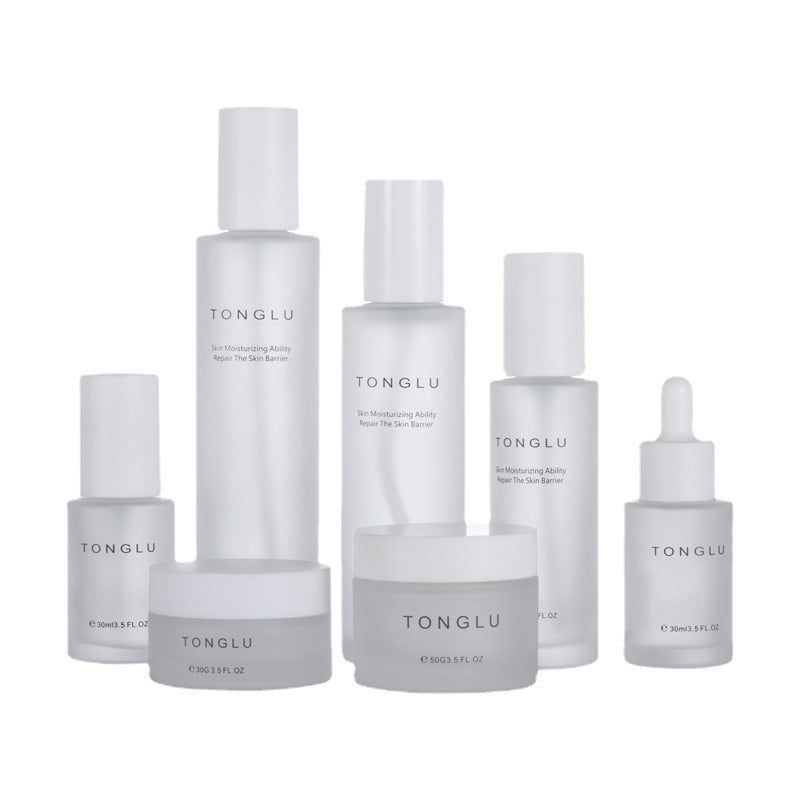Ready-to-ship dropper and pump glass bottles, 30ml serum bottles, cosmetic set packaging bottles, frosted spray bottles