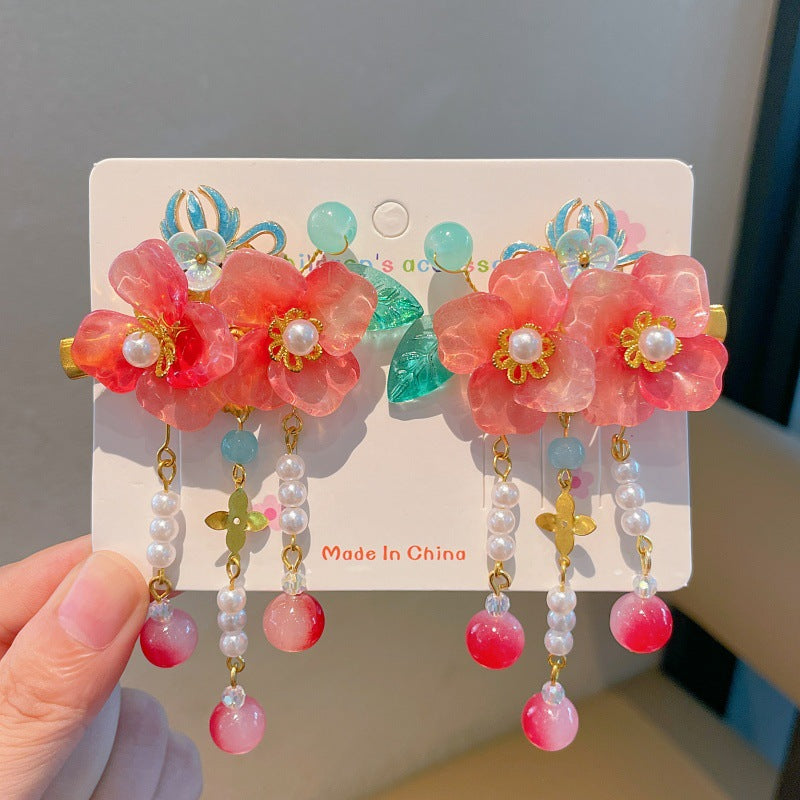 New arrival: exquisite chinese style hair accessories for little girls - ancient costume & hanfu headwear, light-up & glowing, mid-autumn festival glass hair clips (pair)