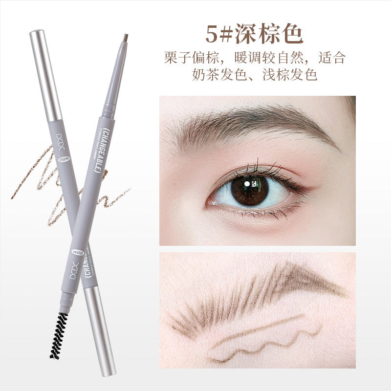 Xixi stereo outline mist eyebrow pencil extremely fine nature wild eyebrow roots clear waterproof non-smudge double-ended eyebrow pencil
