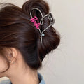Sweet and cool barbie style ins niche heart gripper for women 2024 new style back of head hair shark clip hairpin hairpin
