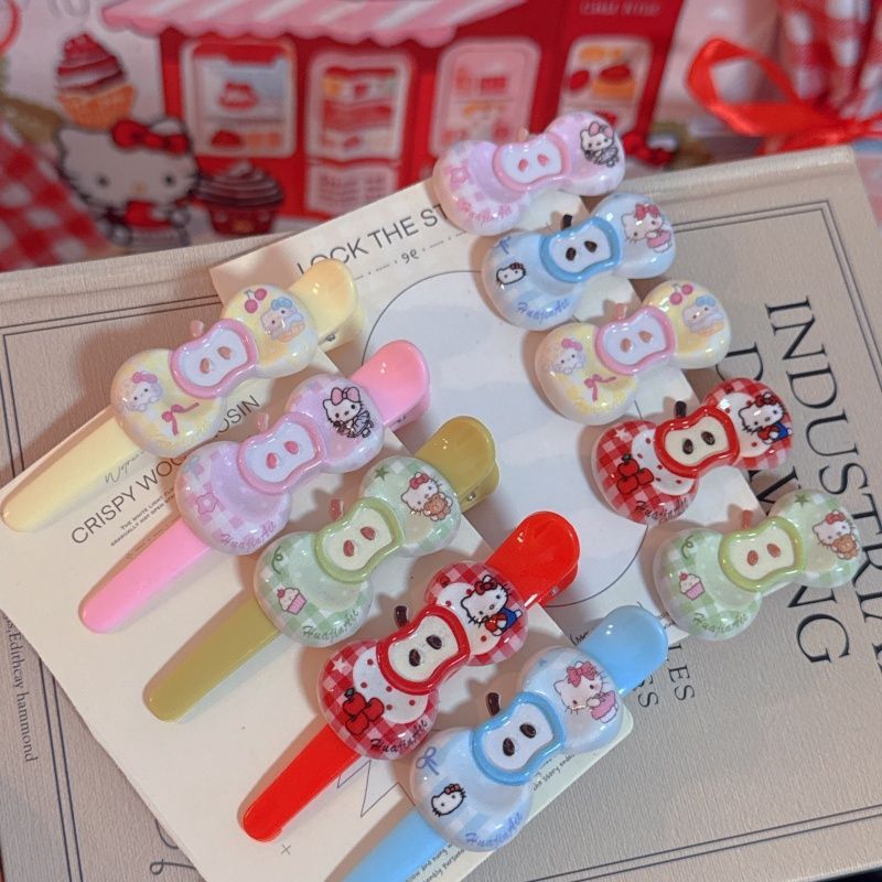 Dopamine apple cat bow tie long hair clip japanese style sweet high-value girly alligator clip hair accessory