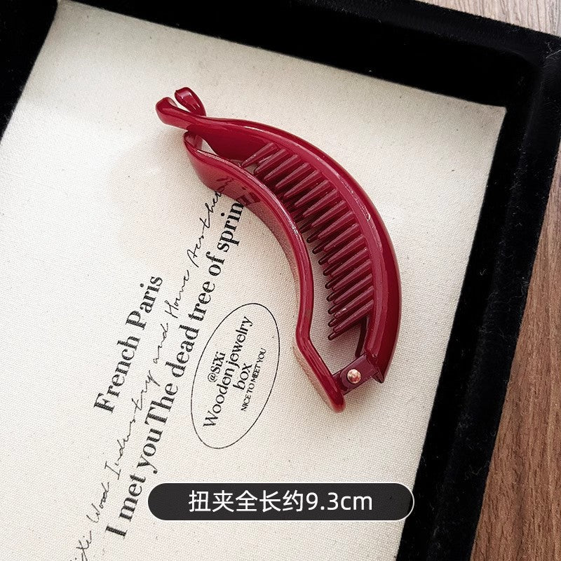 Ankola red casualclassynew arrival bright banana horizontal clip one-word clip elegant half-tied hair clip twist clip