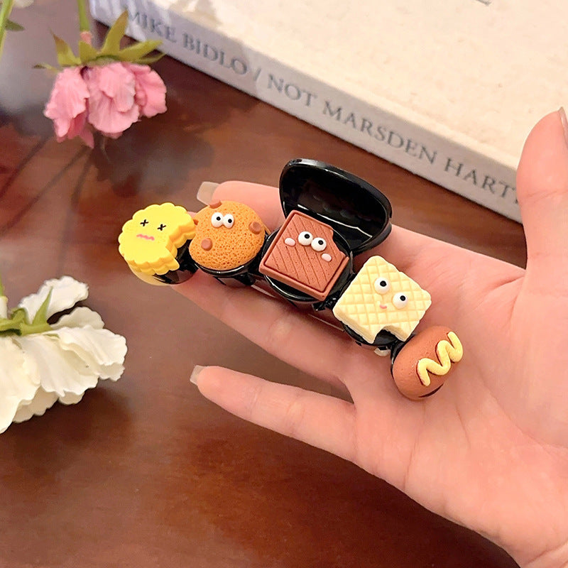 Snack food popular cute biscuit clip kids hair clip elegance back of head spring and summer shark clip headwear hairpin