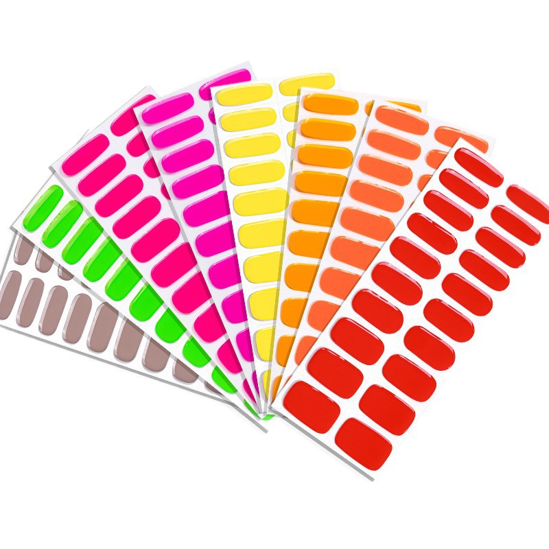 Zhengxiang custom gel nail stickers - waterproof solid color, european & american style, cross-border uv light therapy, semi-cured, full cover nail art stickers