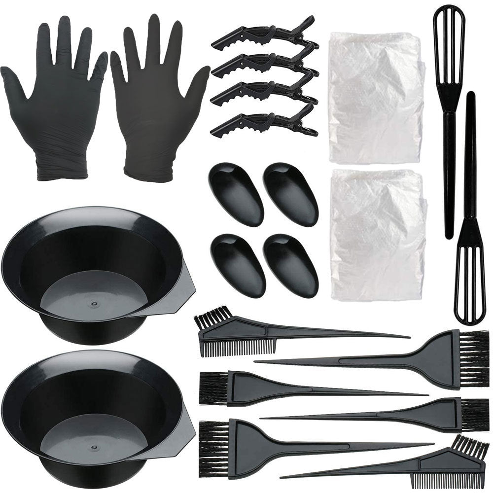 26-piece hairdressing tool set, baking oil bowl, hair dyeing brush, earmuffs, gloves, shawl, crocodile clip, disposable shower cap