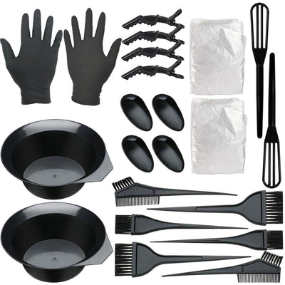 26-piece hairdressing tool set, baking oil bowl, hair dyeing brush, earmuffs, gloves, shawl, crocodile clip, disposable shower cap