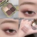 Kakashow four-color eyeshadow palette - shimmer, fine glitter, matte - everyday light makeup, commute-friendly, versatile earth tones
