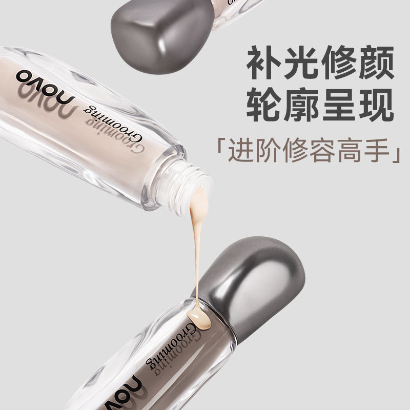 Novo shimmering light highlighting & contouring liquid - brightens face, dark circles, nose shadow, and matte highlight stick