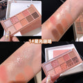Sweet mint ten-color eyeshadow palette - shimmer, matte, fine glitter - student-friendly, everyday, affordable, cement earth tones