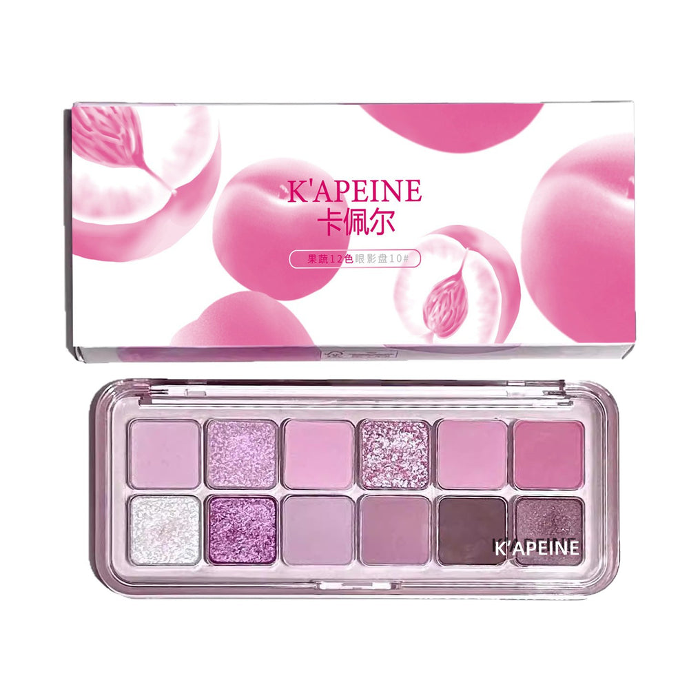 Capel fruit & vegetable 12-color eyeshadow palette - shimmer, matte, and glitter - european & american style dragon fruit pink & black eyeshadow palette - spicy girl makeup