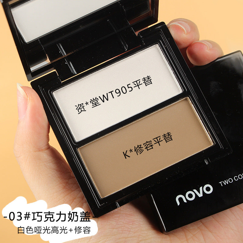 Novo 3d sculpting duo contour palette - highlight & contour all-in-one for face, nose, and shadow