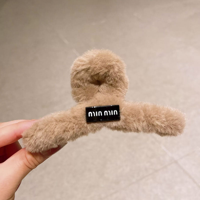 Maillard letter autumn and winter 13cm plush gripper for women 2024 new style back of head hair shark clip hairpin