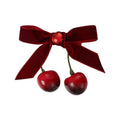 Artificial cherry velvet bow hair clip cute new versatile sweet rhinestone elegant side girl bangs clip