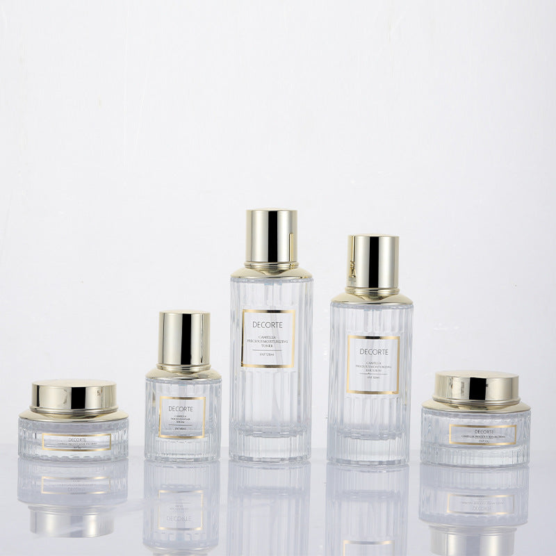 New cosmetic glass bottle suit packaging material 120ml pressed lotion essential oil glass bottle 30g cream bottle