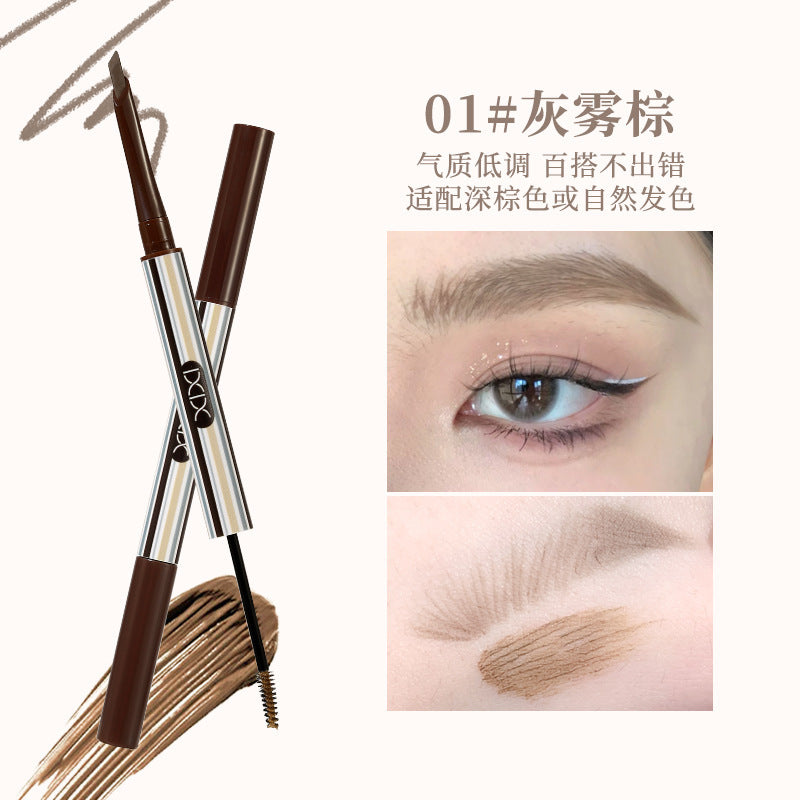Cosmetic xixi double-ended volumizing velvet eyebrow pencil - waterproof, sweat-proof, natural 3d wild brow pen & tinted brow mascara 2-in-1