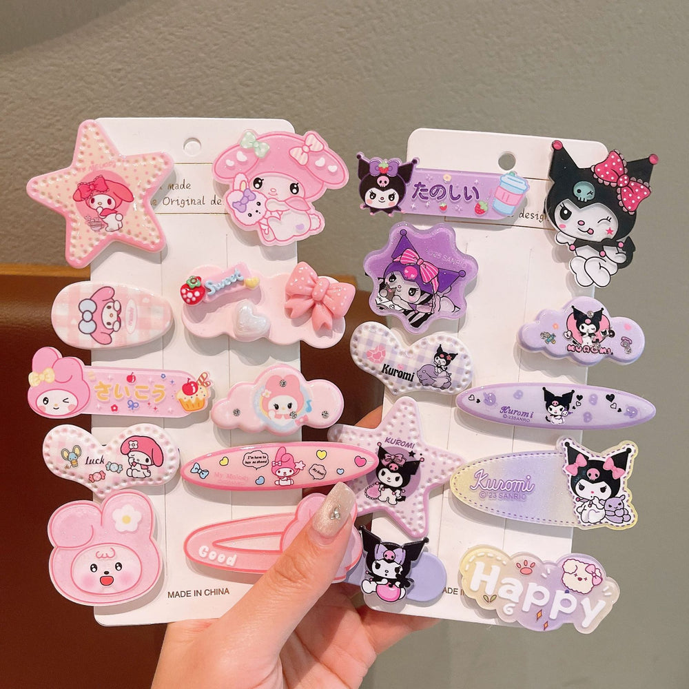 Sweet and girly cartoon hair accessories for students, acrylic hair clips for girls, cute princess bang clips, adorable hairpins and ornaments