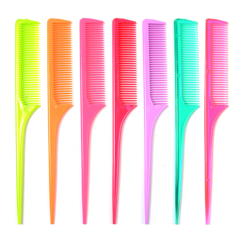 Ready-to-ship plastic combs, including rat tail combs, highlighting combs, flat combs, and hairdressing combs. wholesale options available for dollar stores, hair styling, and wig application