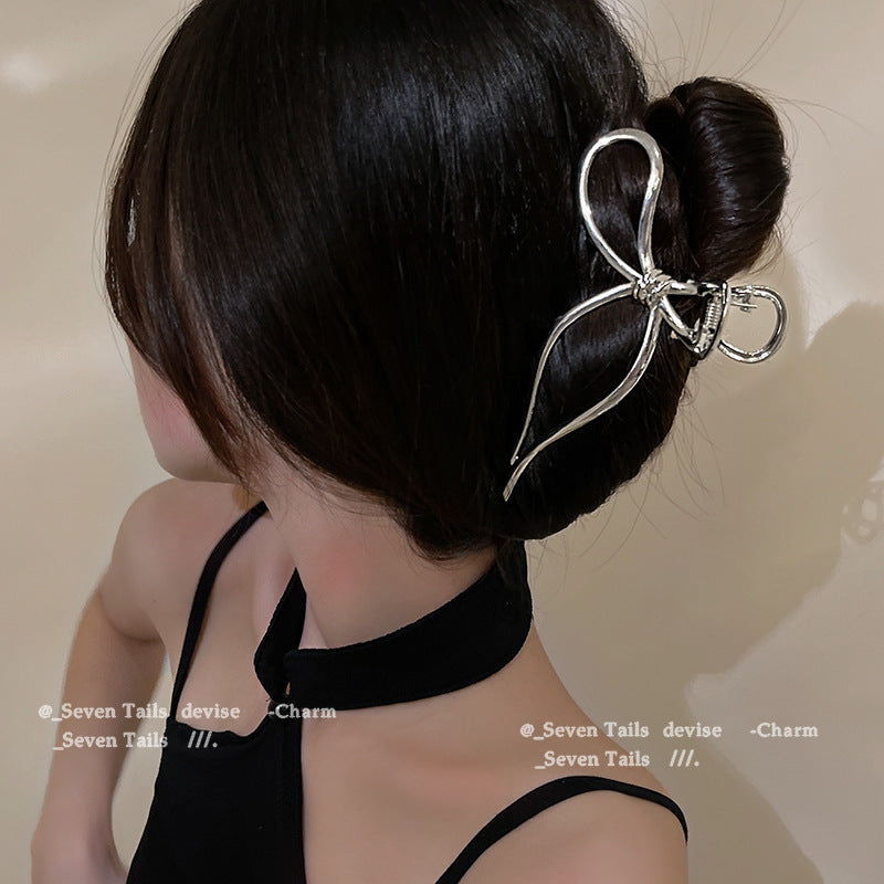 Bow tie elegant back of head women's clip large metal hair clip shark clip hair volume popular korean headwear
