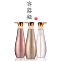 400ml shampoo bottle with electroplated pump, shower gel bottle, pet hair & body care plastic bottle, metallic color travel bottle