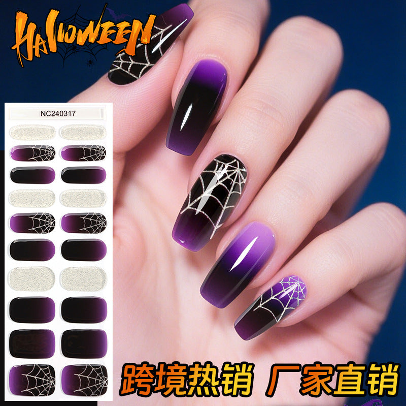 Zhengxiang halloween nail art stickers waterproof uv gel stickers fashion cross-border semi-baked nail stickers customized wholesale cute