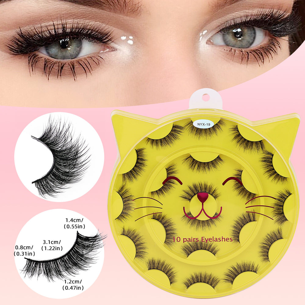 Carefully selected *10 pairs of soft stem and hard stem eyelashes, thick and natural one-piece little devil comic eyelashes glue style