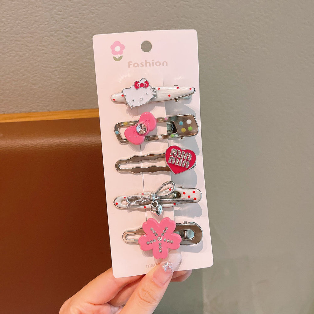 Blue and silver hairpin, sweet and cool style, girl's broken hair, bangs clip, makeup clip, hairpin, back of the head clip, high-end headwear